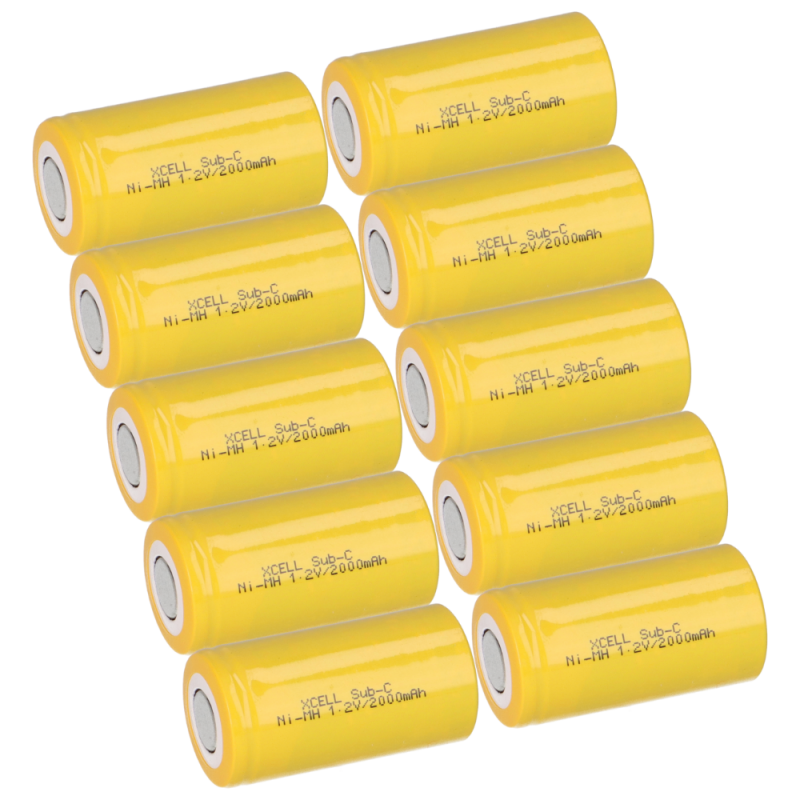 10x XCell Akku Sub-C 1,2V 2000mAh X2000SCR Hochstrom Schrumpfschlauch 10x XCell Akku Sub-C 1,2V 2000mAh X2000SCR Hochstrom Schrumpfschlauch von XCell