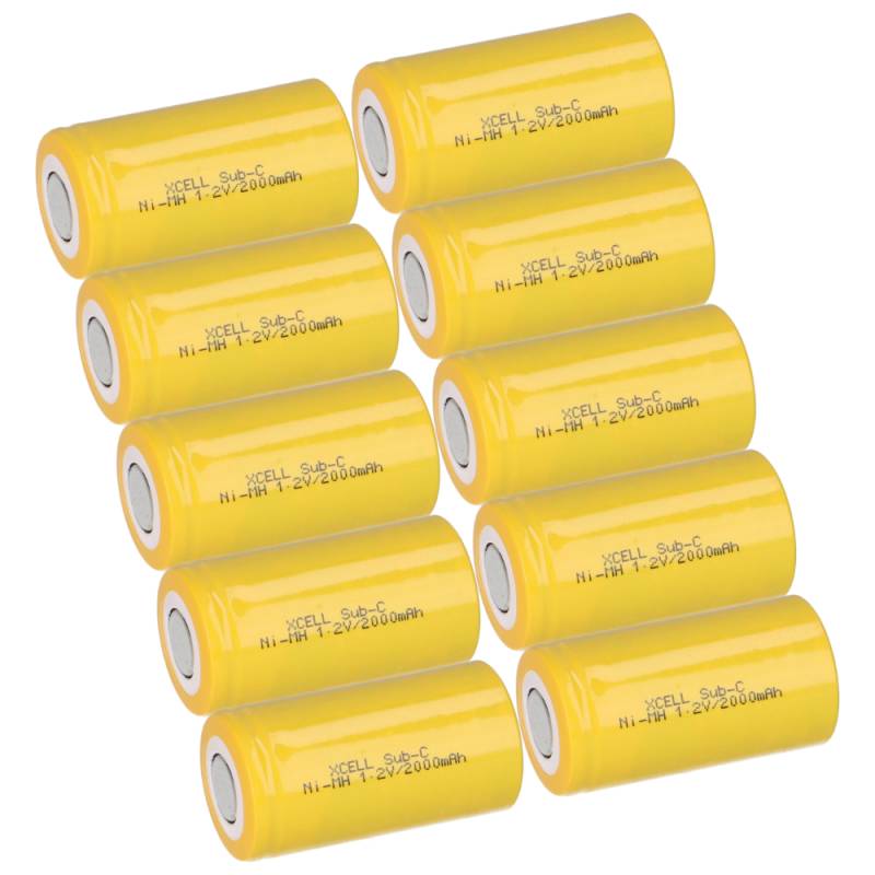 10x XCell Akku Sub-C 1,2V 2000mAh X2000SCR Hochstrom Schrumpfschlauch von XCell