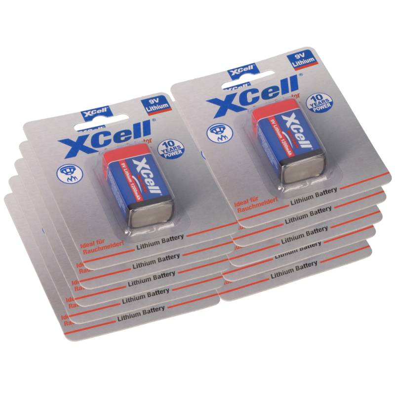 10x XCell Lithium 9V Block 1200 mAh 6AM6 im 1er Blister von XCell