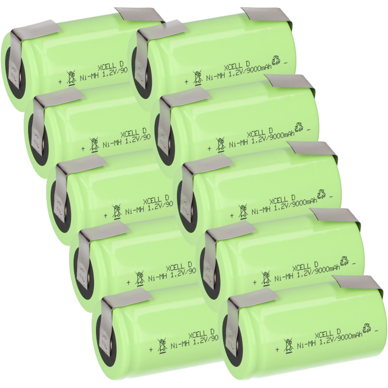 10x XCell Mono Akku Flattop Ni-MH 1,2V 9000mAh D mit U- Lötfahne 10x XCell Mono Akku Flattop Ni-MH 1,2V 9000mAh D mit U- Lötfahne von XCell