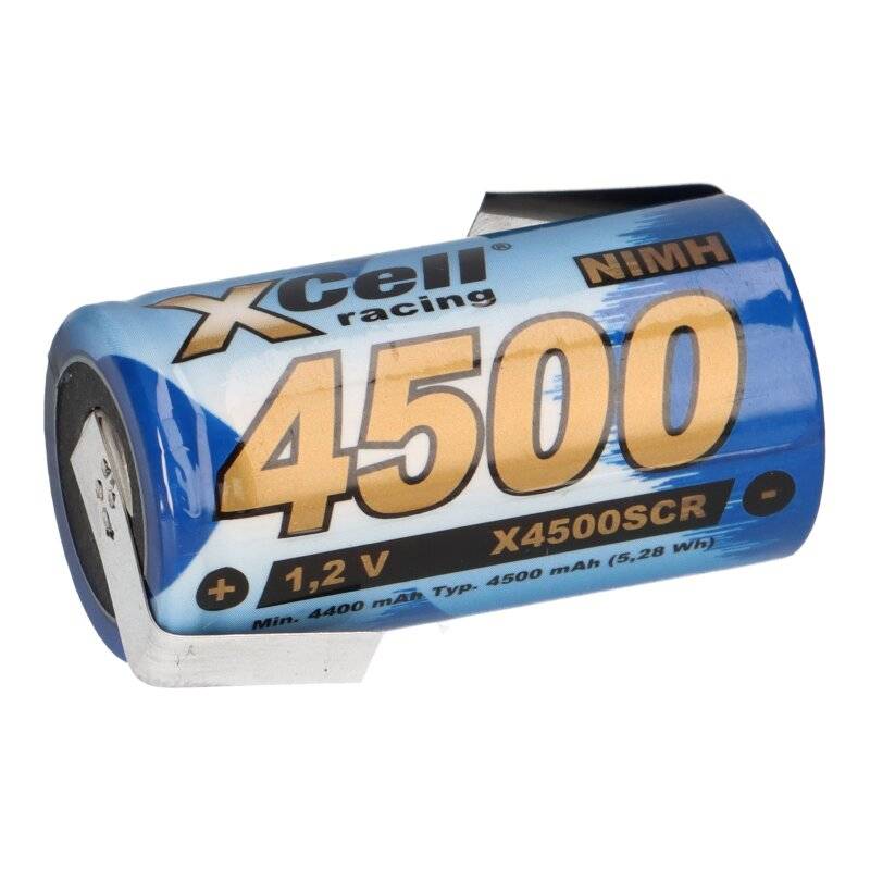 10x XCell Racing Einzelzelle Ni-MH 4500mAh 1,2V Sub C X4500SCR mit Z- Lötfahne von XCell