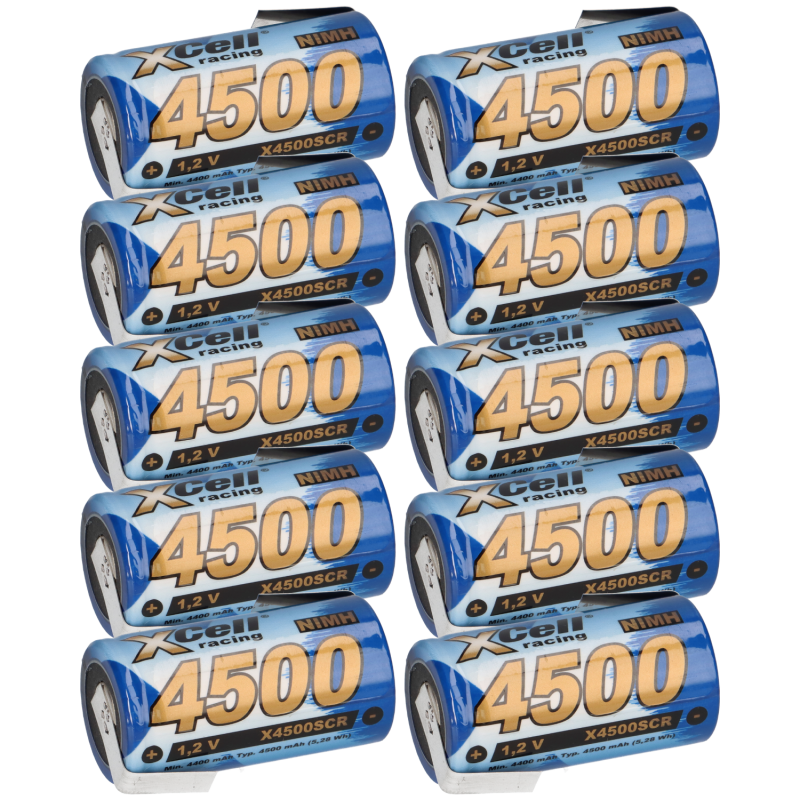 10x XCell Racing Einzelzelle Ni-MH 4500mAh 1,2V Sub C X4500SCR mit Z- Lötfahne 10x XCell Racing Einzelzelle Ni-MH 4500mAh 1,2V Sub C X4500SCR mit Z- Lötfahne von XCell