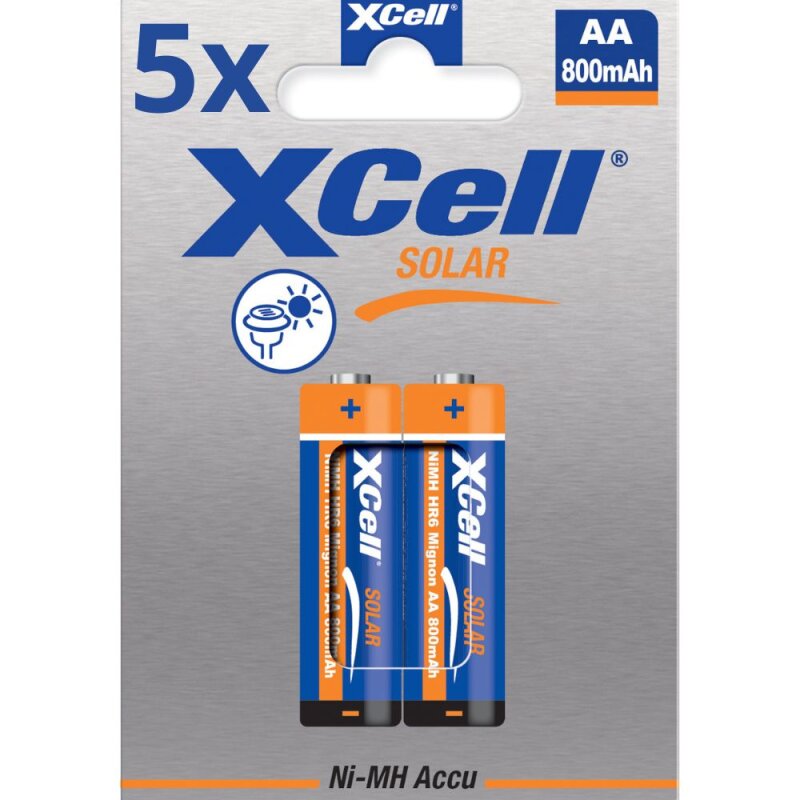 10x XCell Solar Akkus X800AA Mignon Ni-MH 1,2V 800mAh (5x 2er Blister) von XCell