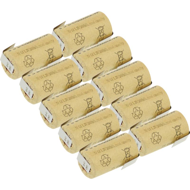 10x XCell Sub-C Hochleistungsakku mit Z- Lötfahne - 1,2V 2000 mAh Ni-CD von XCell