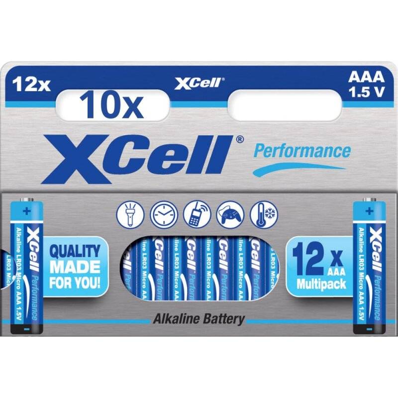 120x Batterien XCell Performance 1,5V LR03 AAA AlMn (10x 12er Blister) von XCell