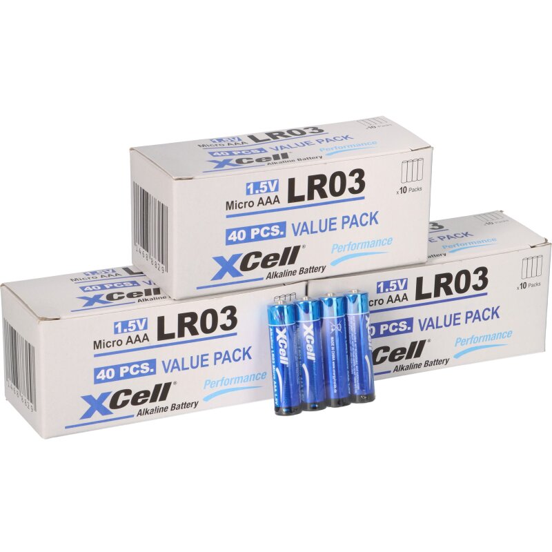 120x XCell LR03 Micro Super Alkaline Batterie AAA 30x 4er Folie 120x XCell LR03 Micro Super Alkaline Batterie AAA 30x 4er Folie von XCell