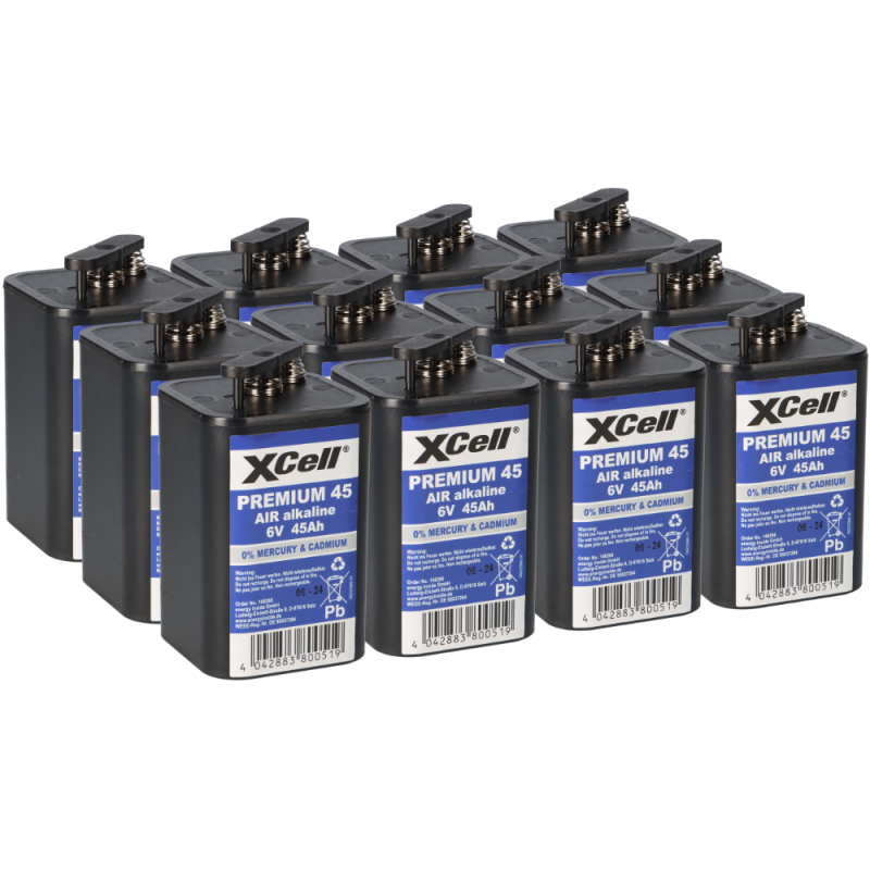 12x 4R25 XCell Premium 45 Blockbatterie 6V 45Ah für Baustellenlampe von XCell