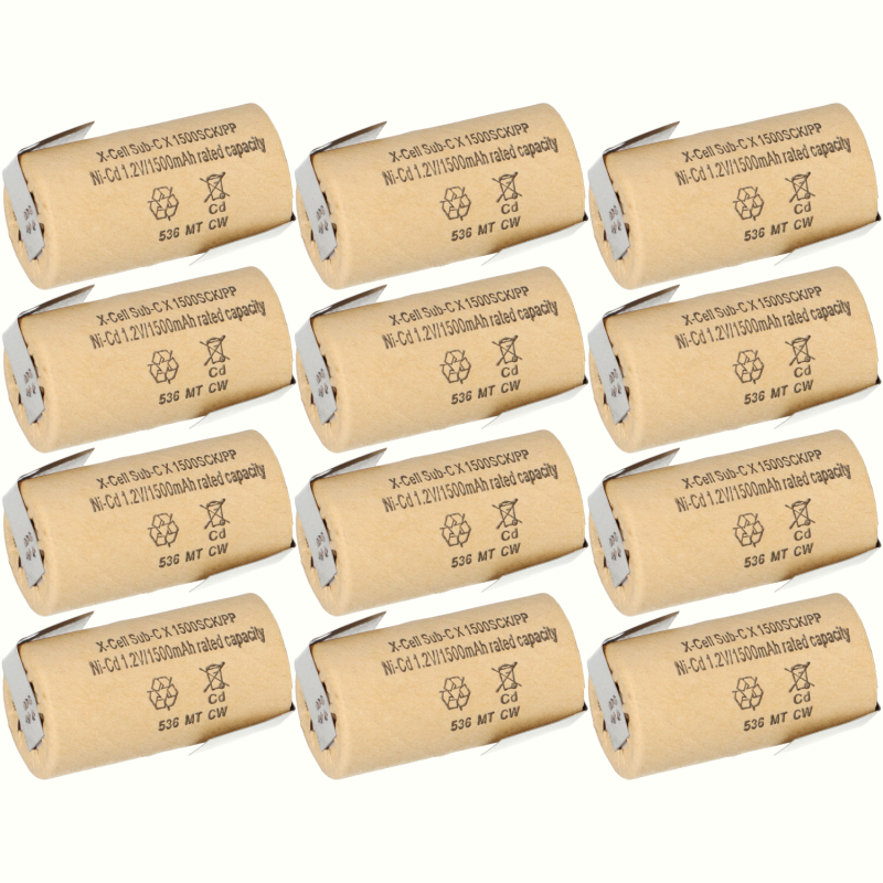 12x XCell Sub-C Hochleistungsakku mit Z- Lötfahne - 1,2V 1500 mAh Ni-CD 12x XCell Sub-C Hochleistungsakku mit Z- Lötfahne - 1,2V 1500 mAh Ni-CD von XCell