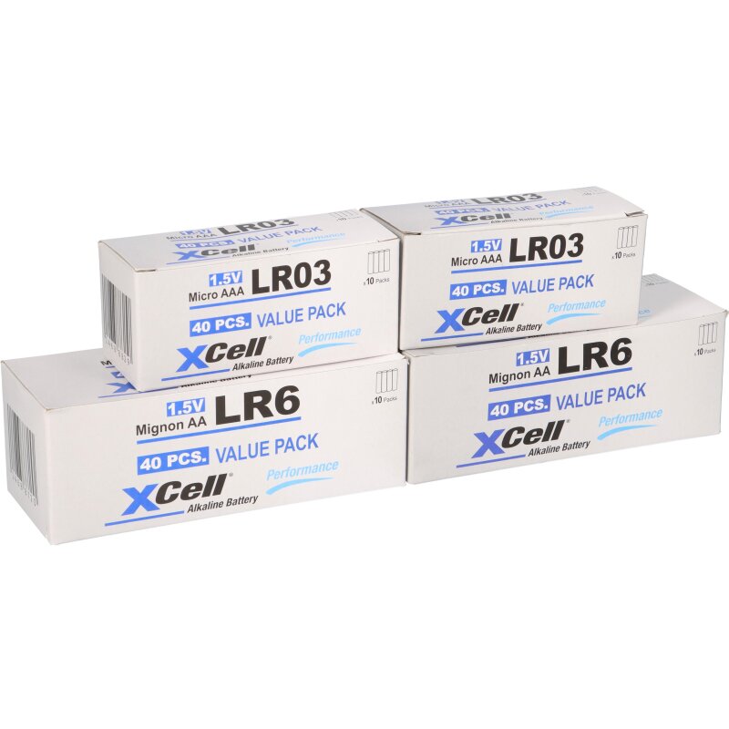 160 Batterien 80x XCell LR03 Micro AAA + 80x XCell LR6 Mignon AA 160 Batterien 80x XCell LR03 Micro AAA + 80x XCell LR6 Mignon AA von XCell