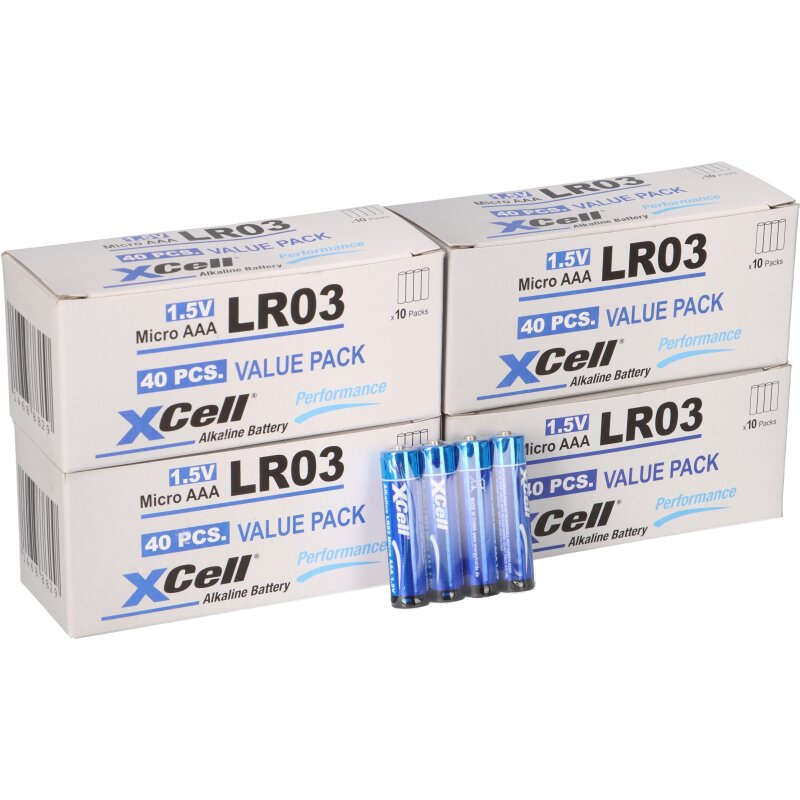 160x LR03 Micro Super Alkaline Batterie AAA XCell 40x 4er Folie 160x LR03 Micro Super Alkaline Batterie AAA XCell 40x 4er Folie von XCell
