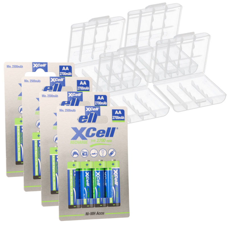 16x AA Mignon Akku Ni-MH 1,2V 2700mAh + 4x Box 16x AA Mignon Akku Ni-MH 1,2V 2700mAh + 4x Box von XCell