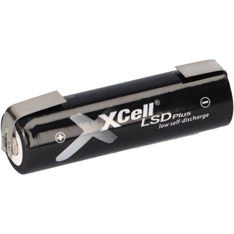 1x XCell Mignon Akku AA LSD Plus Ni-MH 1,2V 2550 mAh low self-discharge Lötfahne U von XCell