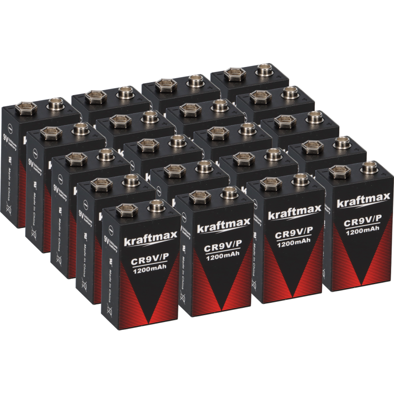 20x Kraftmax Lithium 9V Block Hochleistungs- Batterien für Rauchmelder Feuermelder - 10 Jahre Batterie Lebensdauer von XCell