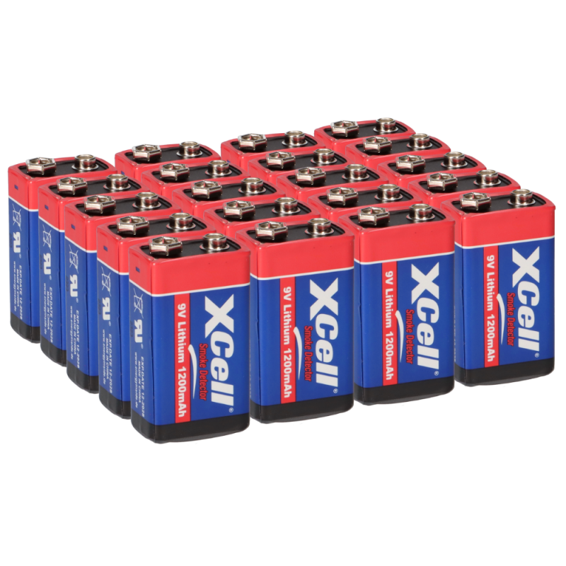 20x XCell Lithium 9V Block Hochleistungs- Batterien für Rauchmelder / Feuermelder - 10 Jahre Batterie Lebensdauer von XCell