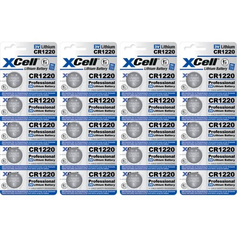 20x XCell Lithium-Knopfzelle CR1220 3V/40mAh (4x 5er-Pack) von XCell