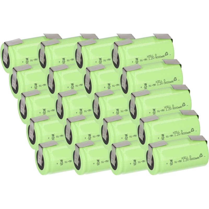 20x XCell Mono Akku Flattop Ni-MH 1,2V 9000mAh D mit U- Lötfahne von XCell