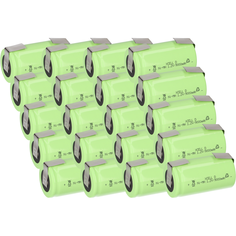 20x XCell Mono Akku Flattop Ni-MH 1,2V 9000mAh D mit U- Lötfahne 20x XCell Mono Akku Flattop Ni-MH 1,2V 9000mAh D mit U- Lötfahne von XCell