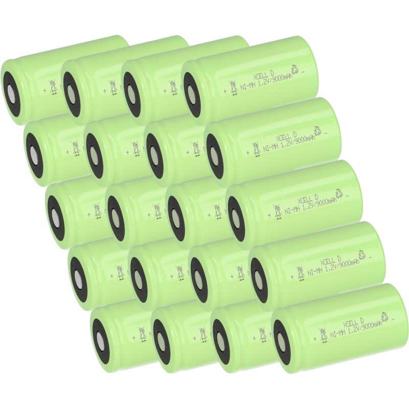 20x XCell Mono Akku Flattop Ni-MH 1,2V 9000mAh D von XCell