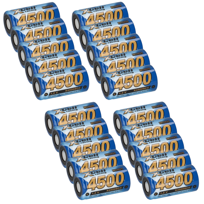 20x XCell Racing Sub-C Ni-MH 4500mAh 1,2V Sub C X4500SCR Akku Modellbau von XCell