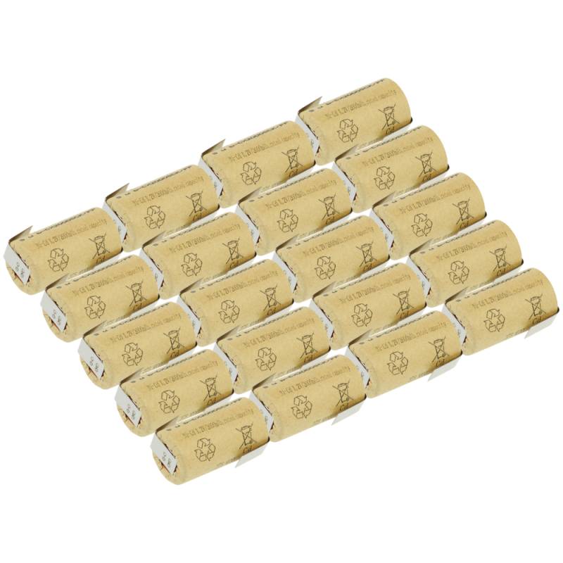 20x XCell Sub-C Hochleistungsakku mit Z- Lötfahne - 1,2V 2000 mAh Ni-CD von XCell