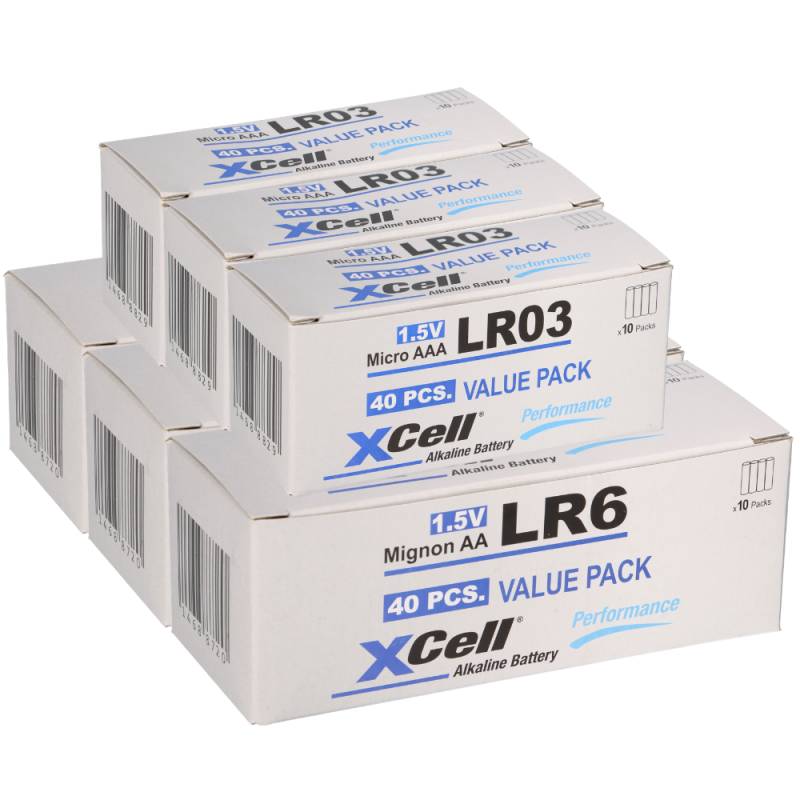 240 Batterien 120x XCell LR03 Micro AAA + 120x XCell LR6 Mignon AA von XCell