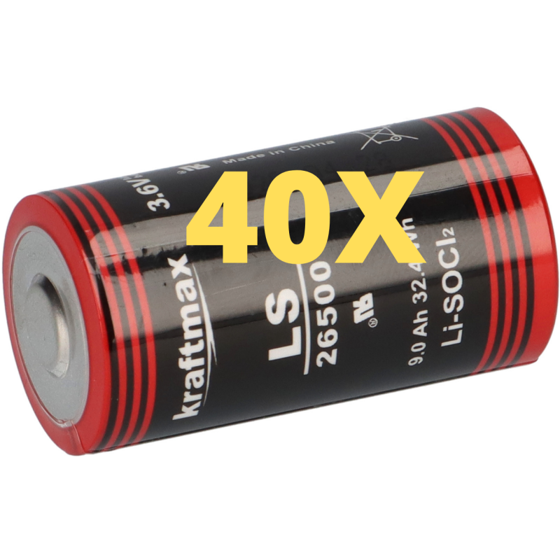 40x Kraftmax Lithium 3,6V Batterie LS26500 C Zelle 26500 von XCell