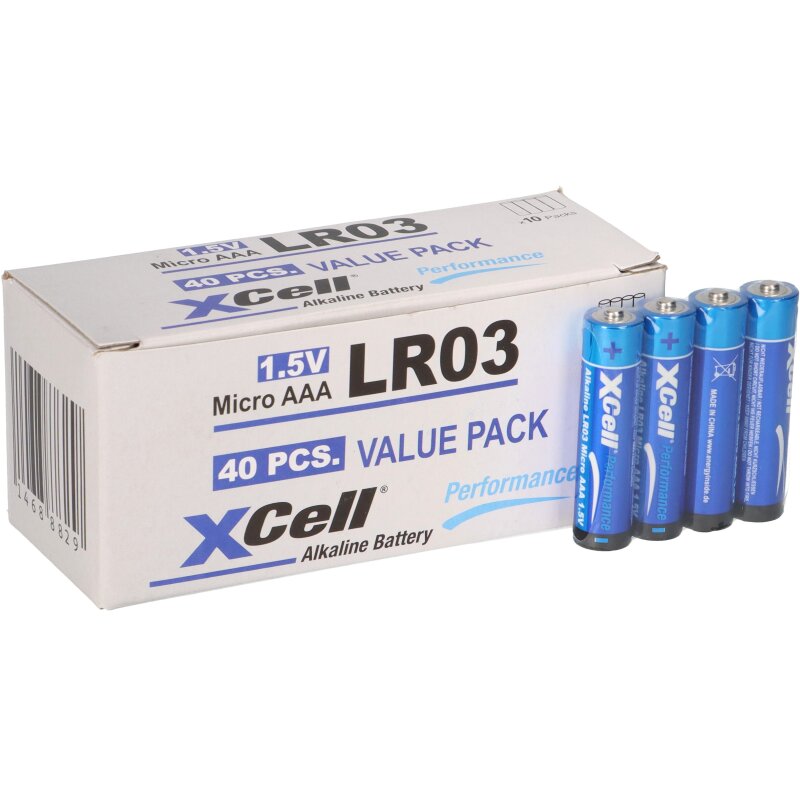 40x XCell LR03 Micro Super Alkaline Batterie AAA 10x 4er Folie von XCell