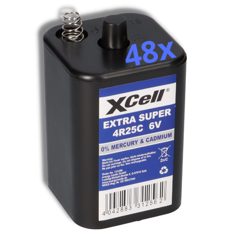 48x XCell 4R25 6V-Block Batterie SET - 6 Volt 9500 mAH von XCell