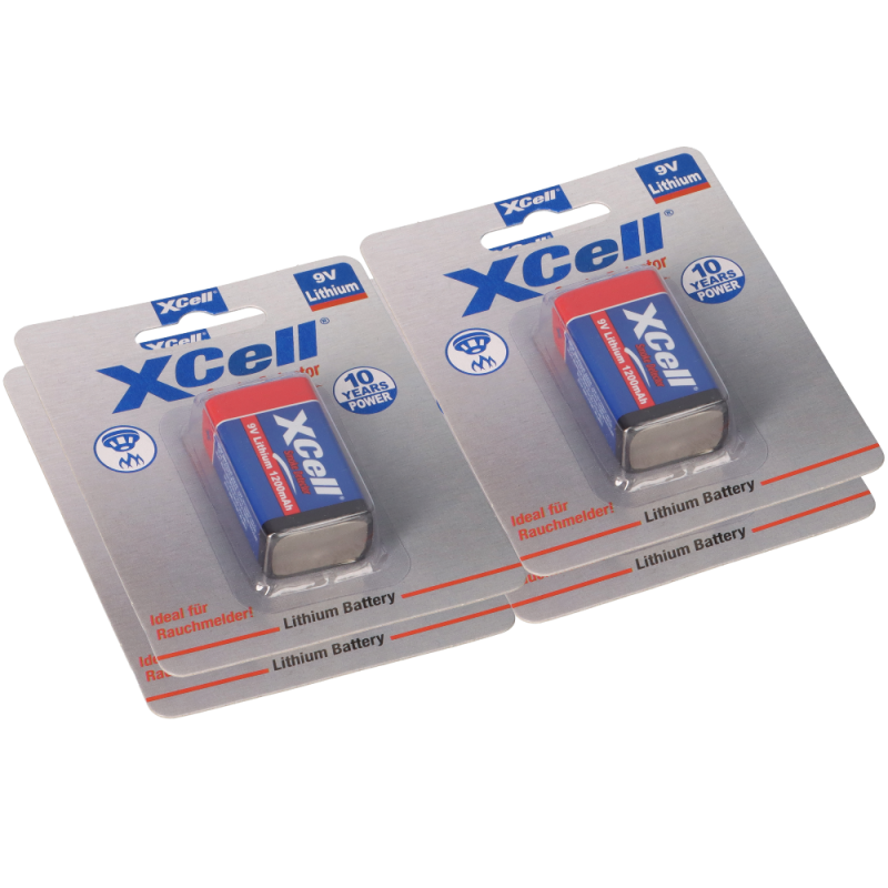 4x XCell Lithium 9V Block 1200 mAh 6AM6 im 1er Blister 4x XCell Lithium 9V Block 1200 mAh 6AM6 im 1er Blister von XCell