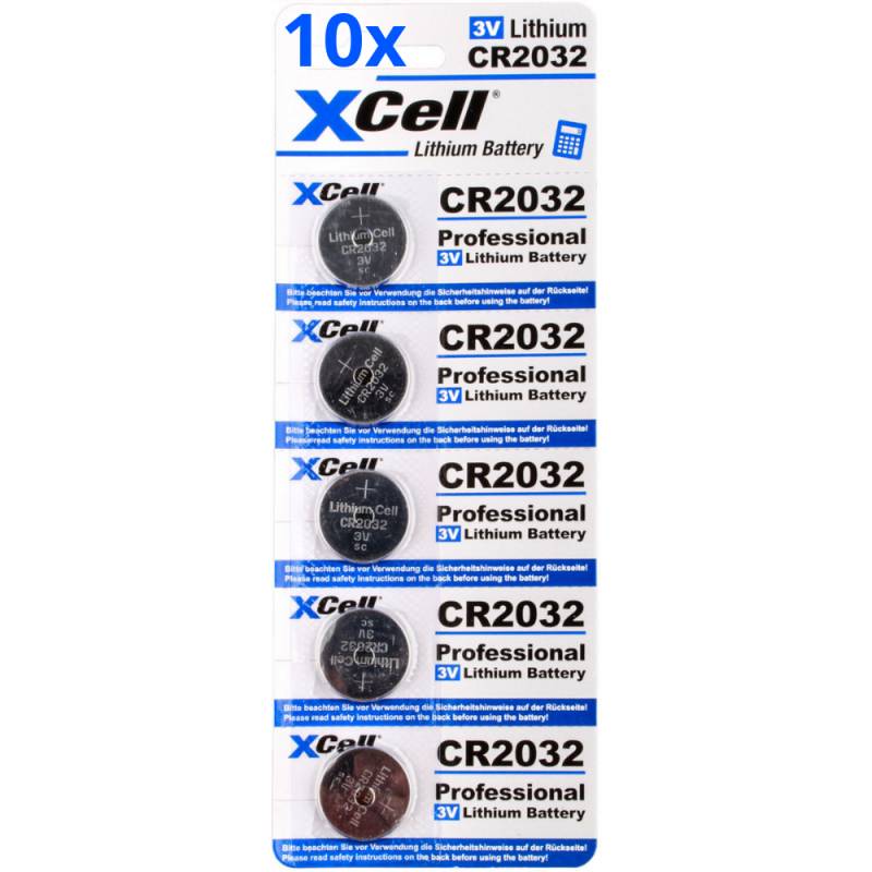 50er Spar-Set XCell CR2032 Lithium-Knopfzelle 3V / 220mAh (10x5er Pack) von XCell