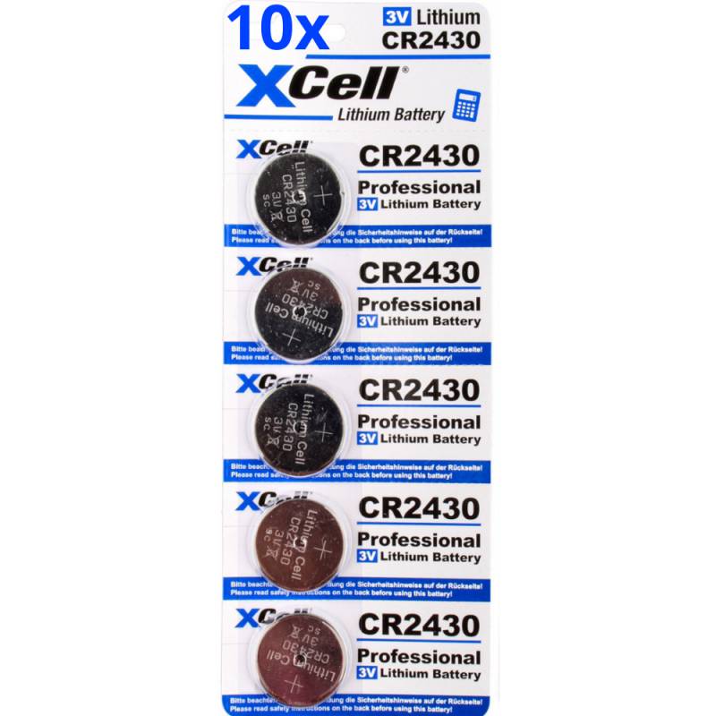 50x CR2430 Lithium-Knopfzelle 3V / 290mAh (10x 5er Pack) von XCell