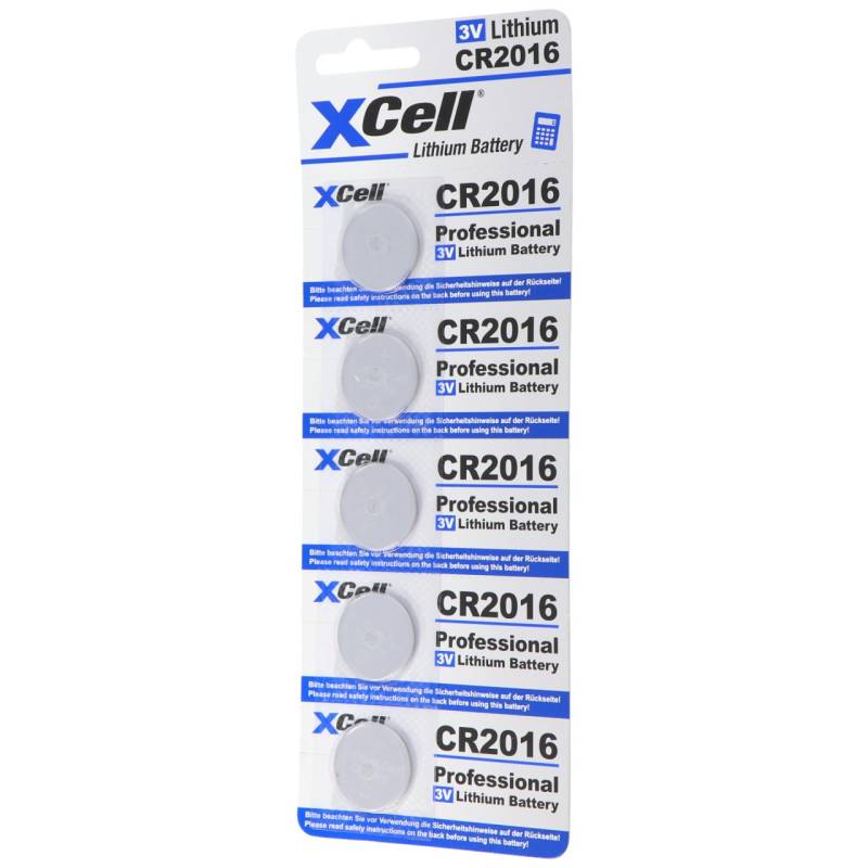 5er-Sparset CR2016 Lithium Batterie 3V, CR2016 Batterien im praktischen 5er Set von XCell