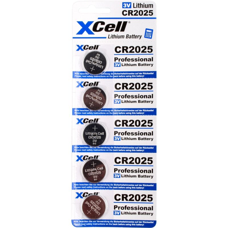 5er Sparset XCell CR2025 Lithium-Knopfzelle 3V / 170mAh von XCell