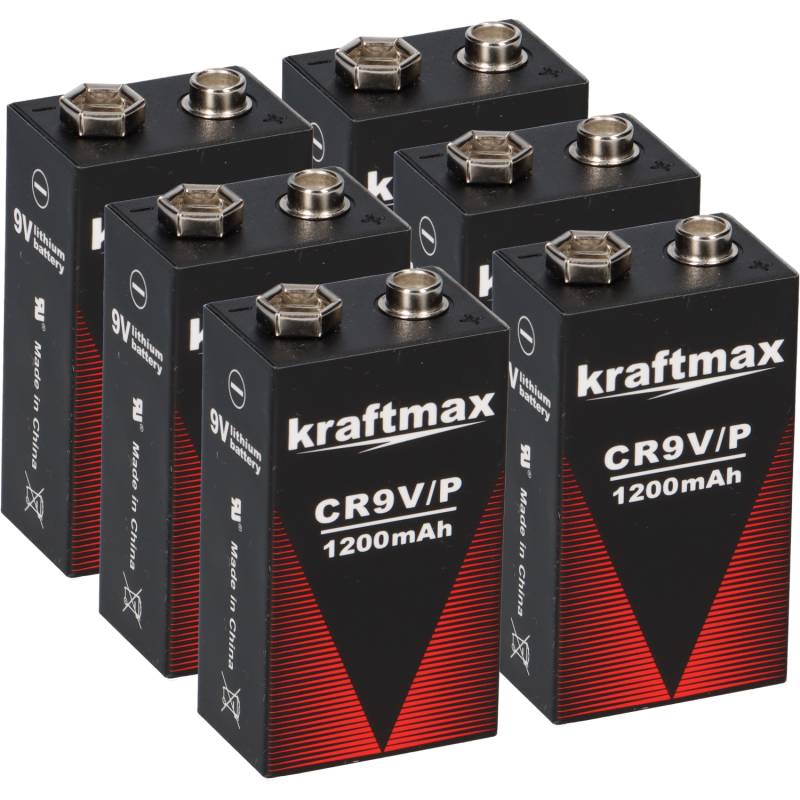 6x Kraftmax Lithium 9V Block Hochleistungs- Batterien für Rauchmelder Feuermelder - 10 Jahre Batterie Lebensdauer von XCell