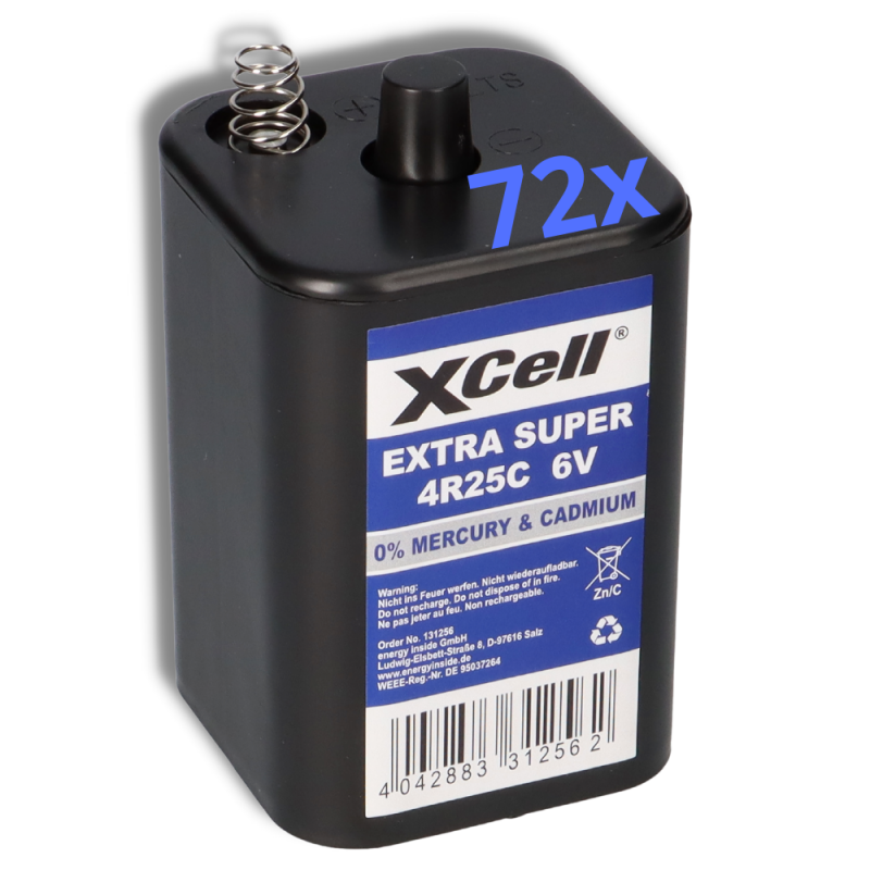 72x XCell 4R25 6V-Block Batterie SET - 6 Volt 9500 mAH von XCell