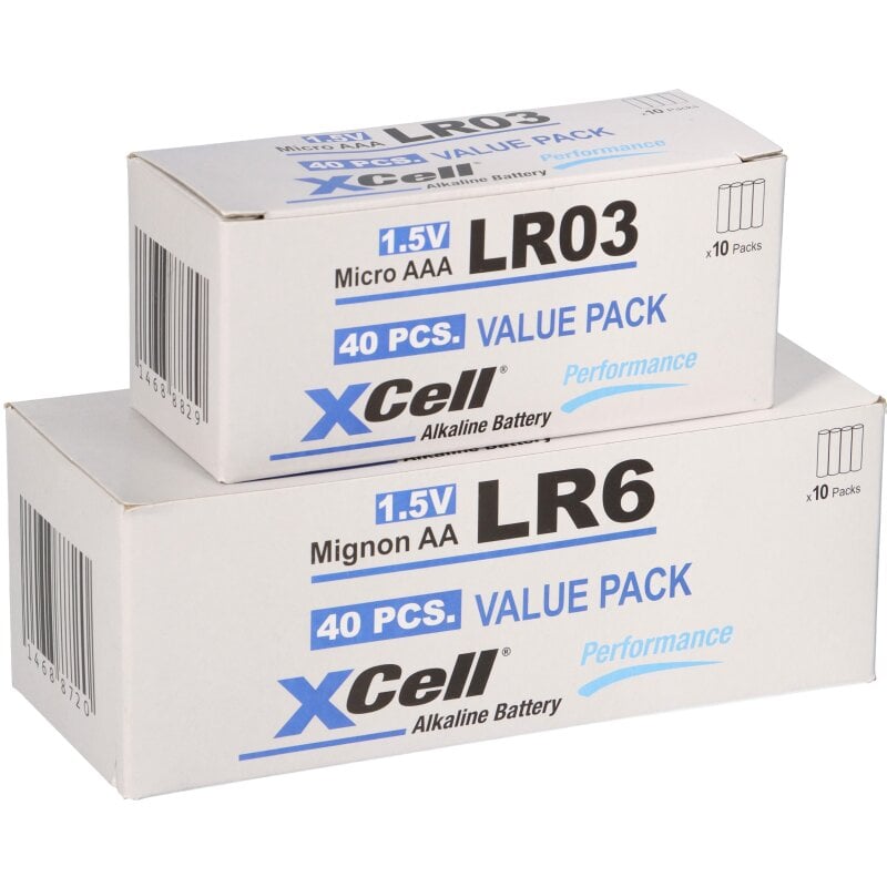 80 Batterien 40x XCell LR03 Micro AAA + 40x XCell LR6 Mignon AA 80 Batterien 40x XCell LR03 Micro AAA + 40x XCell LR6 Mignon AA von XCell