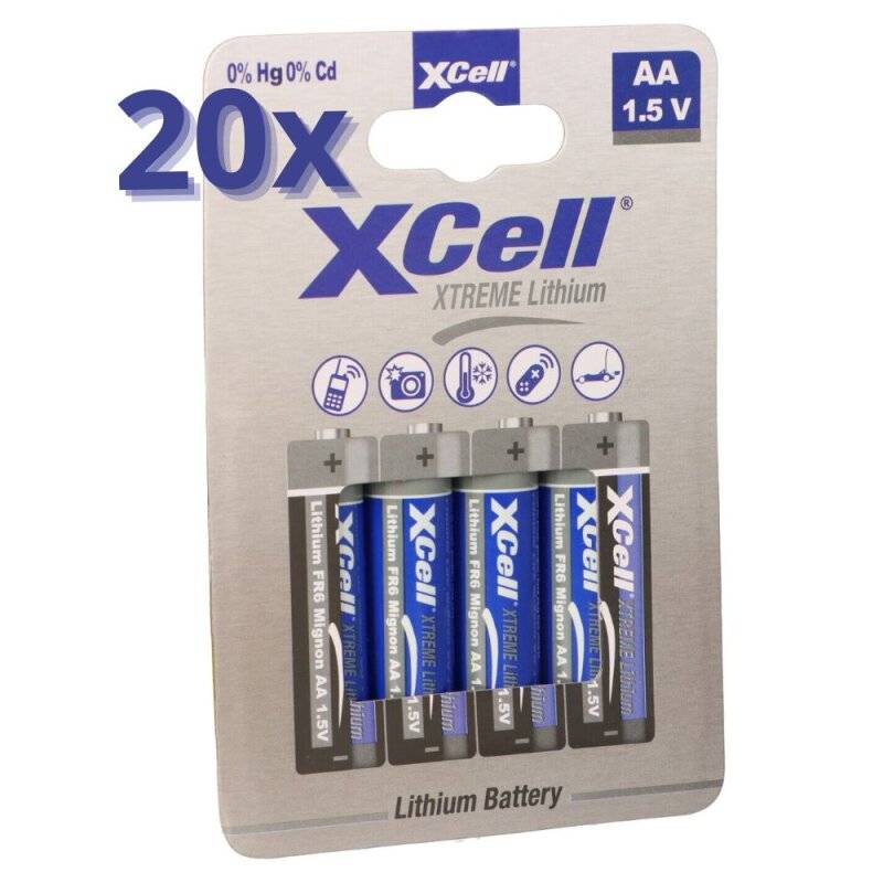 80x XTREME Lithium Batterie AA Mignon FR6 L91 XCell 20x 4er Blister von XCell