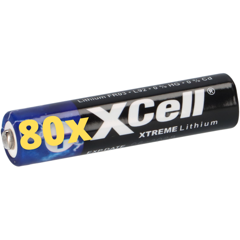 80x XTREME Lithium Batterie AAA Micro FR03 L92 XCell 20x 4er Blister von XCell