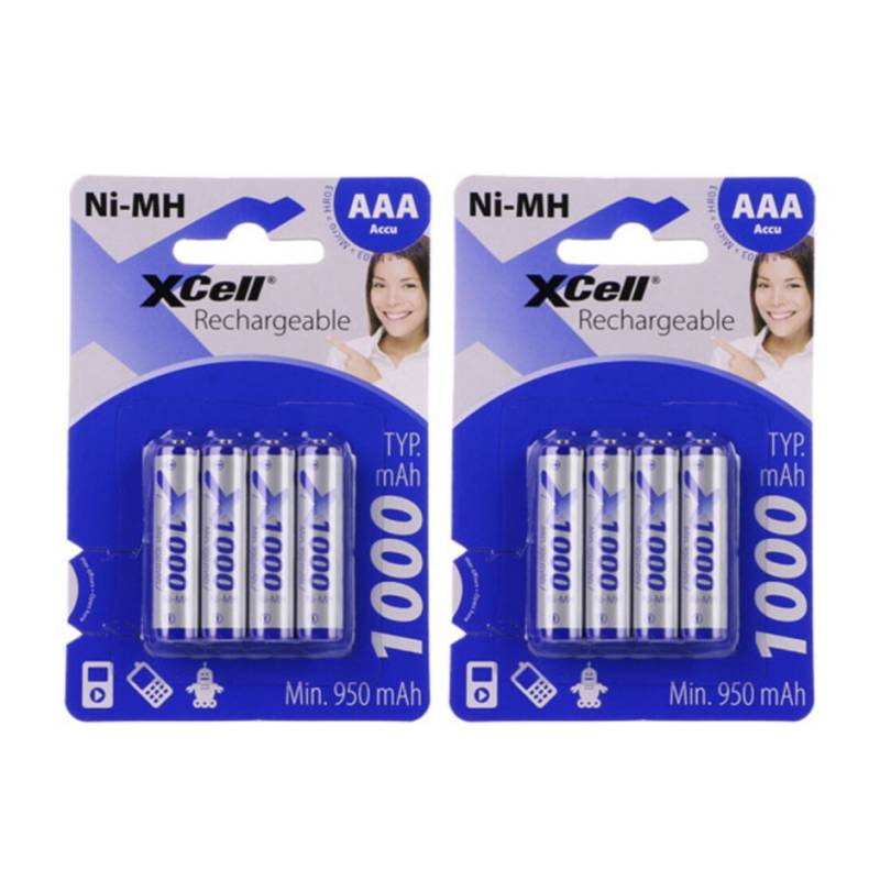 8x XCell Micro Akku Ni-MH 1,2V 1000mAh AAA im 4er Blister von XCell