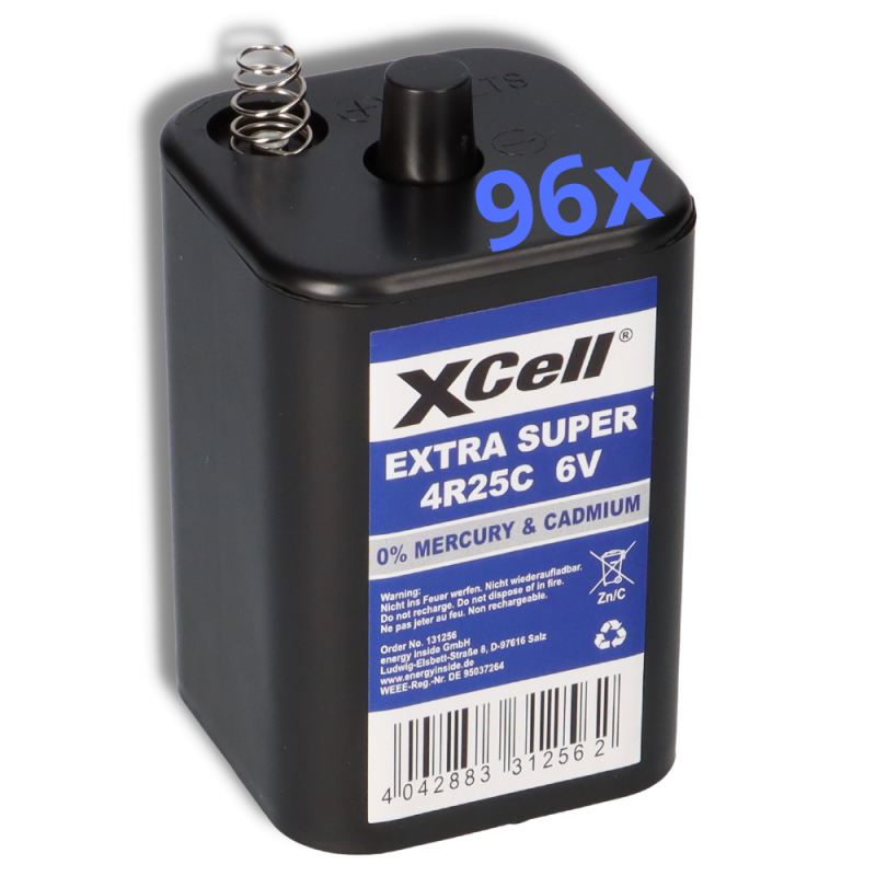 96x XCell 4R25 6V-Block Batterie SET - 6 Volt 9500 mAH von XCell