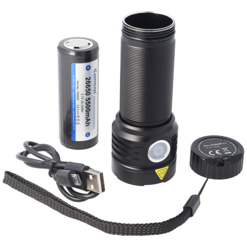 Bullworker die ultrahelle LED-Taschenlampe mit Osram LED max. 3300 Lumen inklusive Akku von XCell