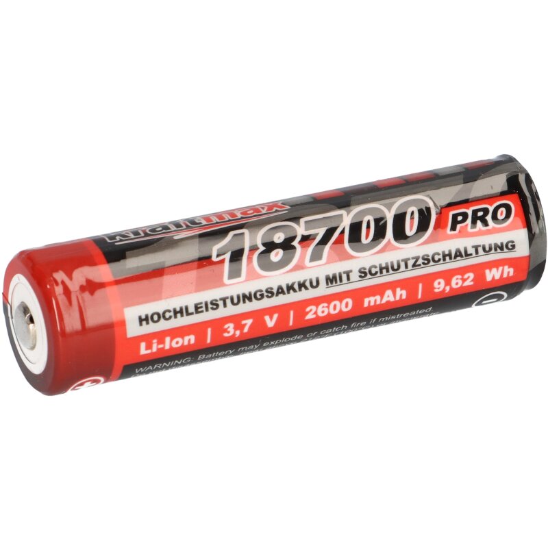 Kraftmax 18700 Pro Akku mit PCB Schutzschaltung - speziell für LED Taschenlampen 3,7V 9,62 Wh von XCell