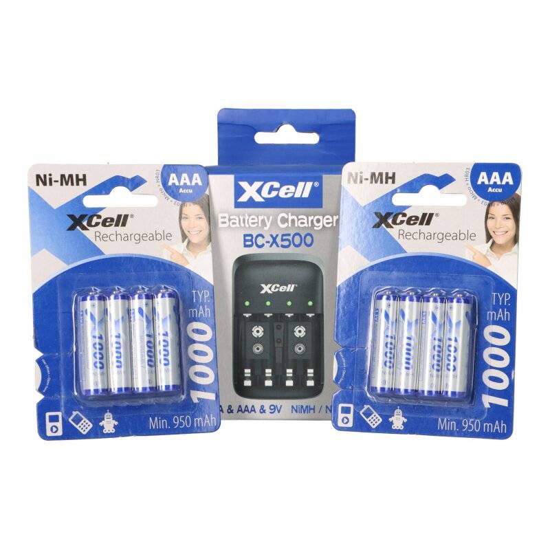 Ladegerät BC-X500 + 8x AAA XCell Rechargeable 1,2V 1000mAh von XCell