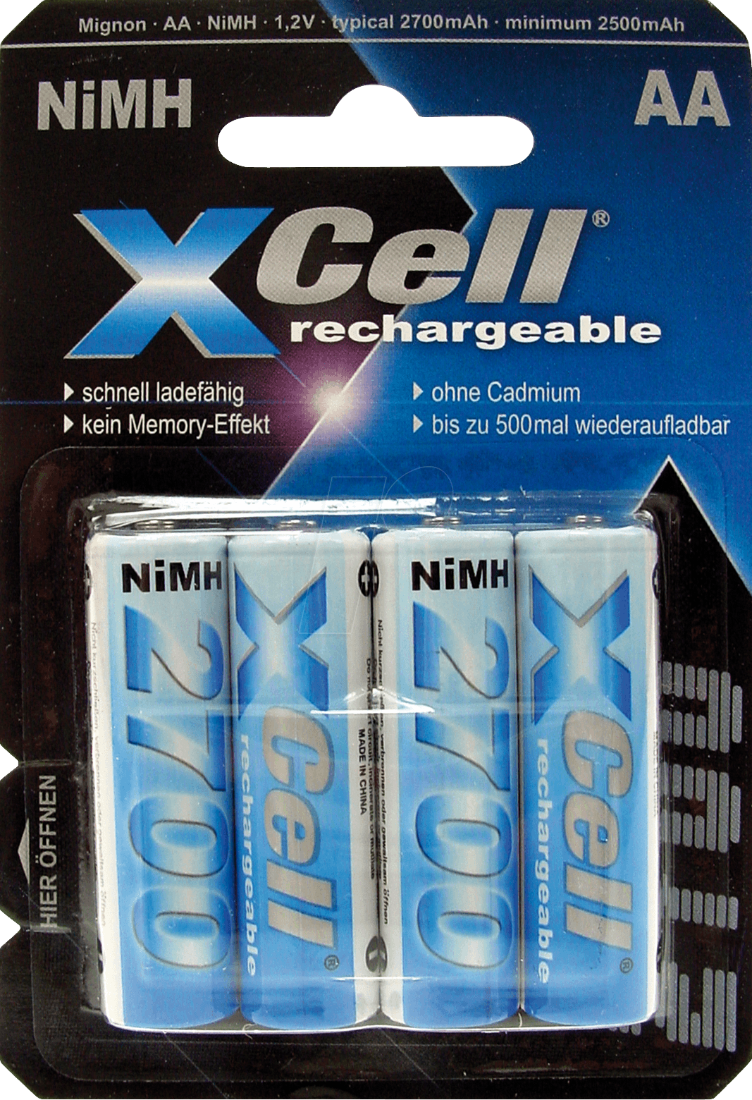 NH XC 4X2700 - NiMh Akku, AA (Mignon), 2700 mAh, 4er-Pack von XCell