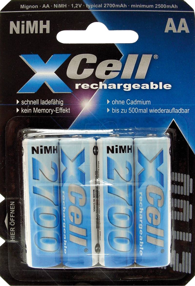 NH XC 4X2700 - NiMh Akku, AA (Mignon), 2700 mAh, 4er-Pack von XCell