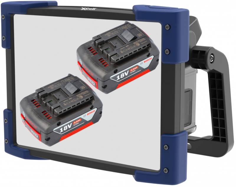 Worklight Multi Arbeitsleuchte 45W, max. 5000 Lumen, inklusive 2x Original Bosch GSR 18 V-LI 18V 4Ah Li-Ion Akku und Ladegerät von XCell