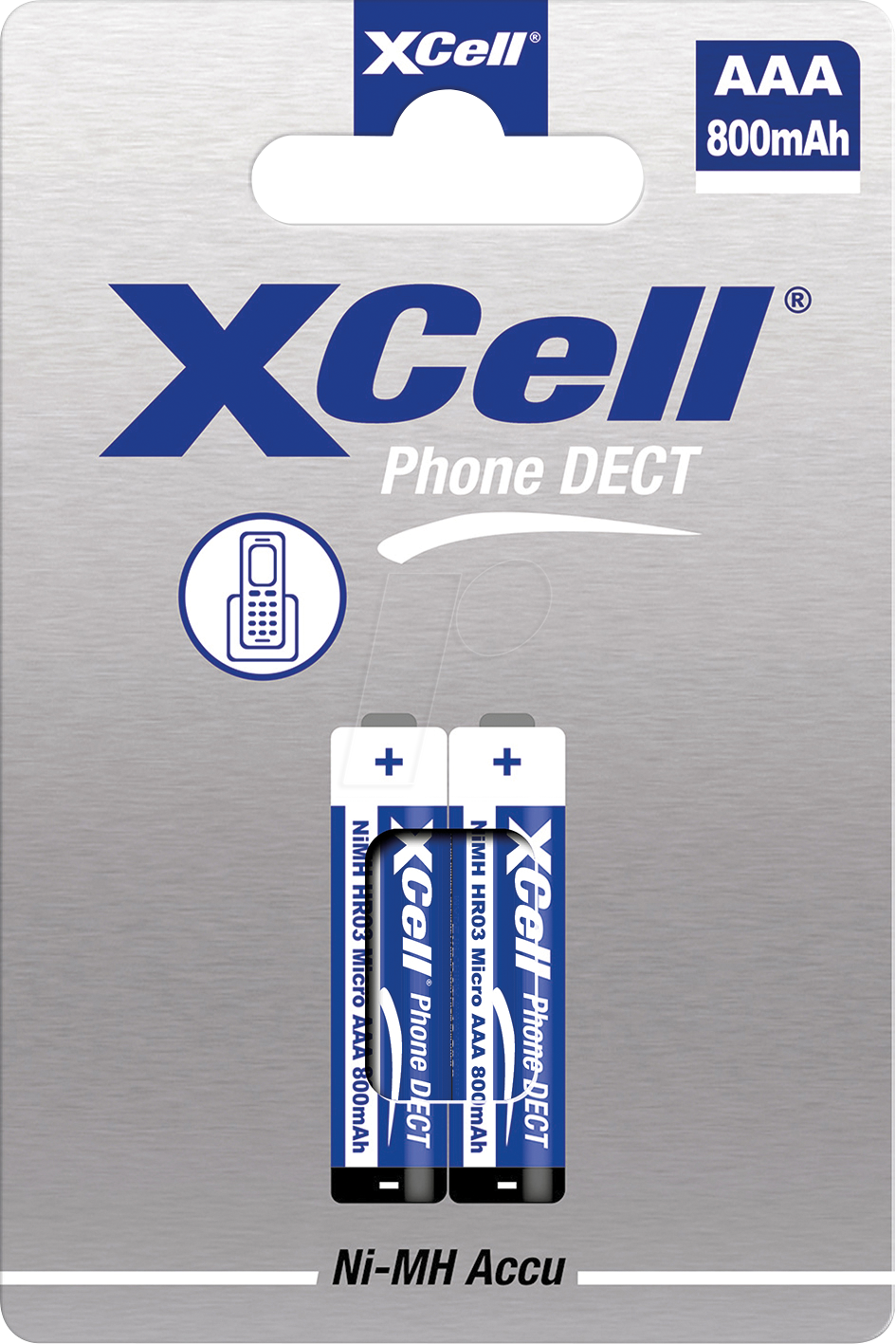 XCELL 148194 - NiMh Akku, AAA (Micro), 800 mAh, 2er-Pack von XCell