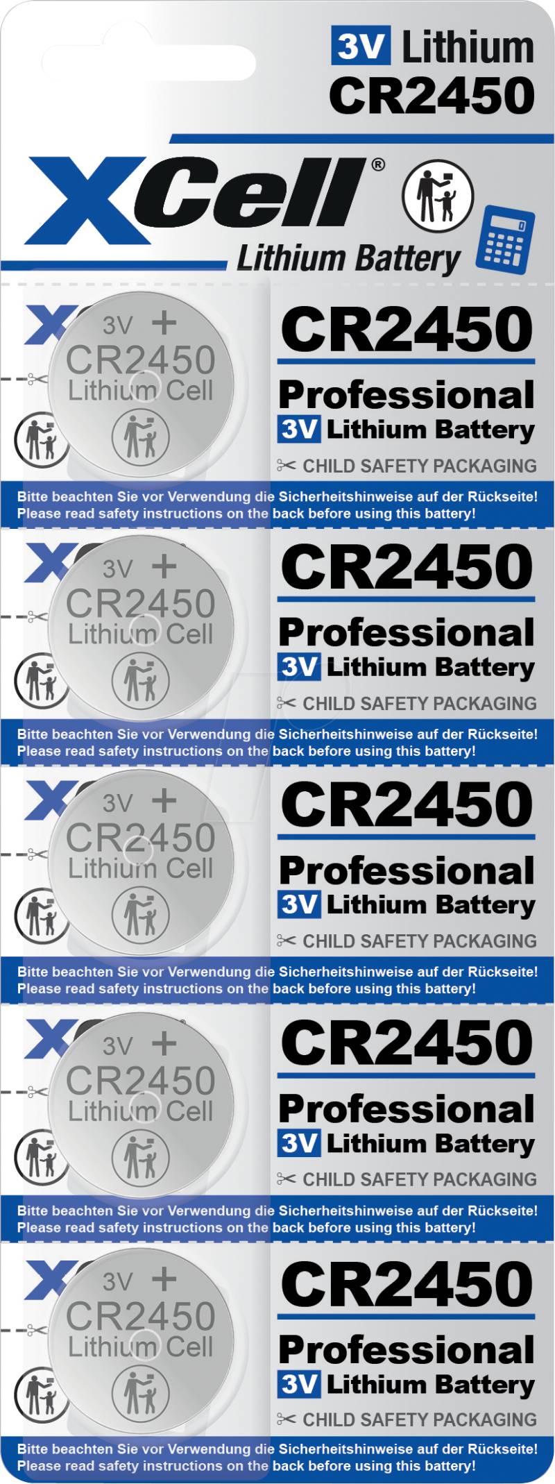 XCELL CR2450 5X - Lithium-Knopfzelle CR2450, 5er Blister von XCell