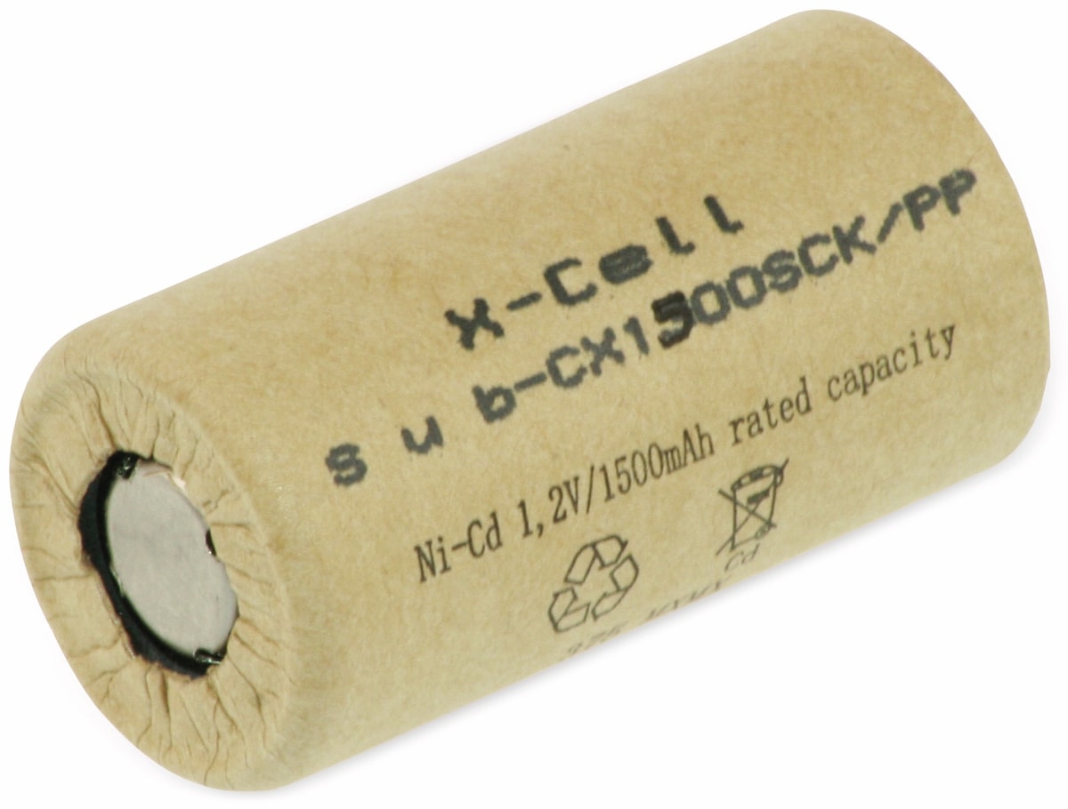 XCELL Sub-C-Zelle, Ni-Cd, Pappmantel, 1,2V/1500mAh, 43x23mm von XCell