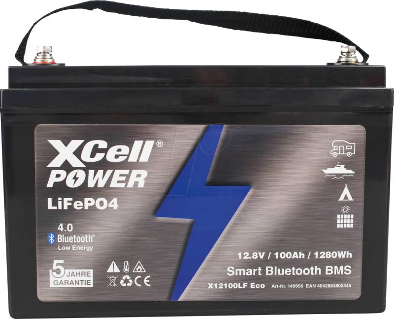 XCELL X12100LF - Lithium-Akku, LiFePO4, 12,8 V, 100 Ah, BT BMS von XCell